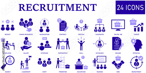 Set of recruitment Icons or symbols Vector fully editable file.
