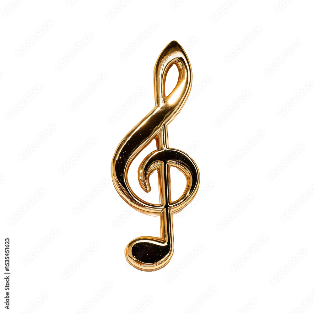 Obraz premium Golden Treble Clef - A Musical Symbol of Elegance , PNG isolated cut out image