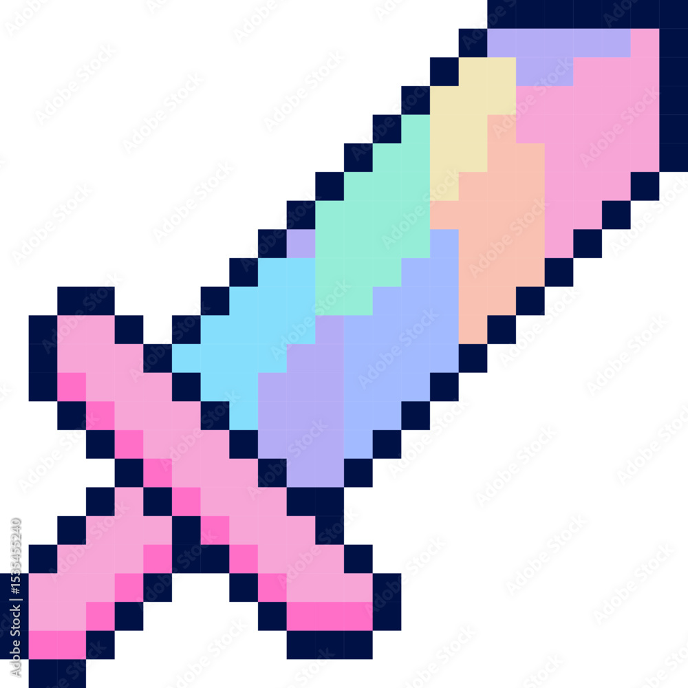 Fototapeta premium pixel vector illustration of rainbow sword