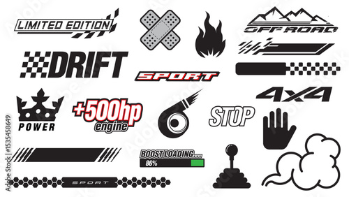 Car decals design. Set of vector stickers and labels