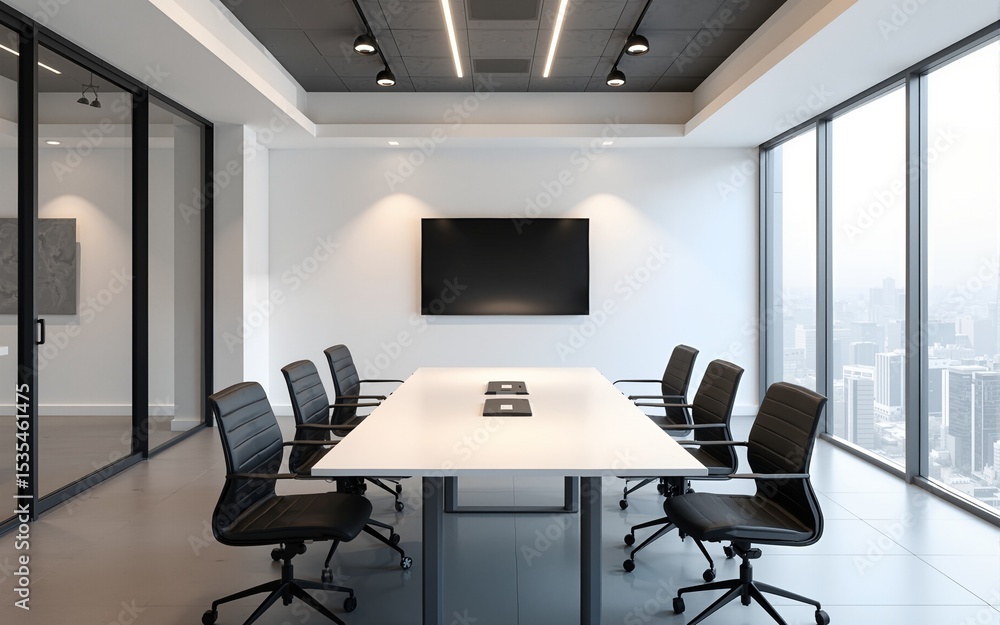 © ning - Modern conference room with minimalist design and empty table ready for meeting. High quality © ning - Modern conference room with minimalist design and empty table ready for meeting. High quality