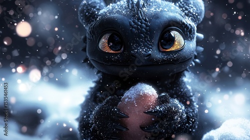 Animated dragon in a snowy landscape