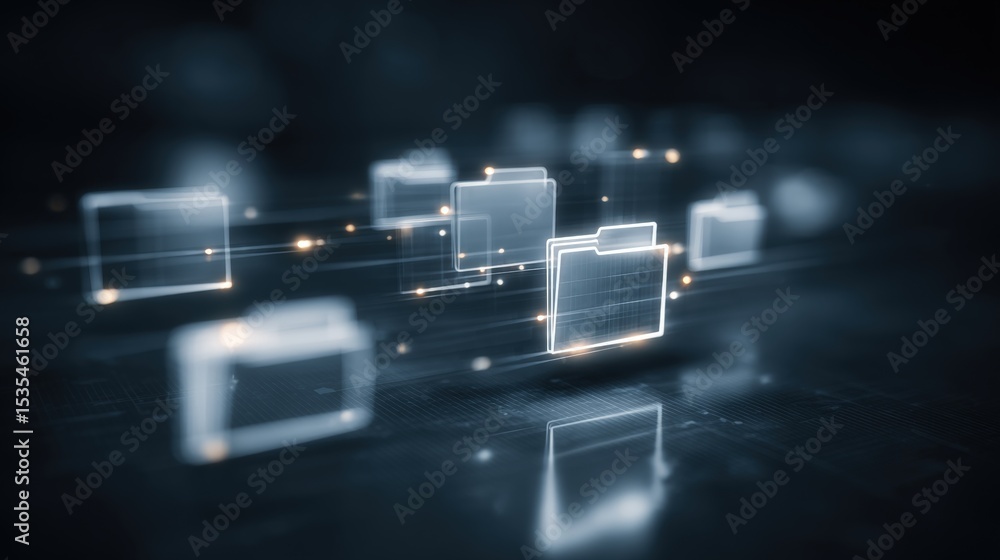 custom made wallpaper toronto digitalAbstract network grid with files and folders, futuristic software interface, digital document management system, store, search and organize documents, corporate business, paperless office	
