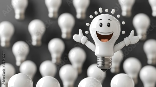 Animated lightbulb, bright idea concept art