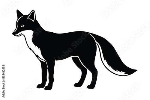 Elegant silhouette of a fox in black and white depicting wildlife and nature