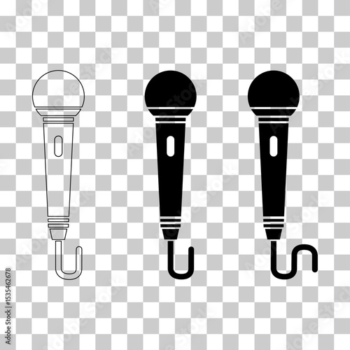 Set of Microphone icon, audio speech symbol, record concert sign, web button design .