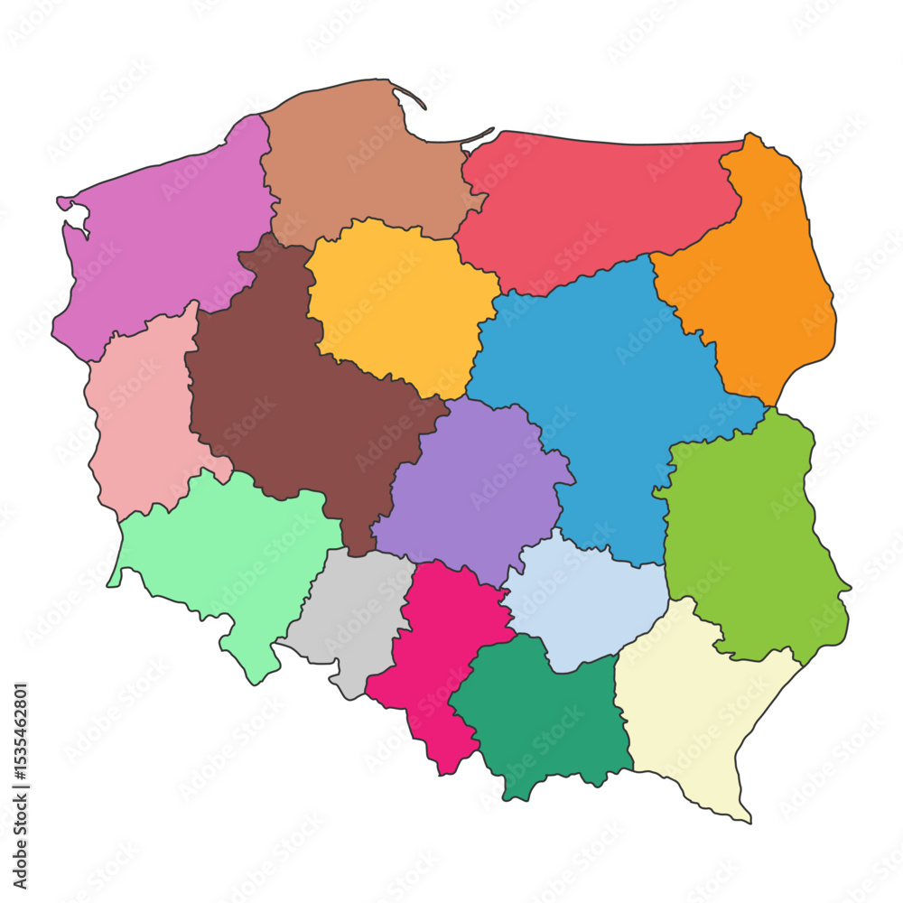 Fototapeta premium Poland map region shape, travel web flat concept icon vector illustration .