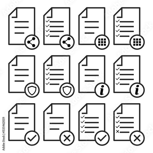 Set of in compliance icon sign, company passed inspection symbol, complete checkmark vector .