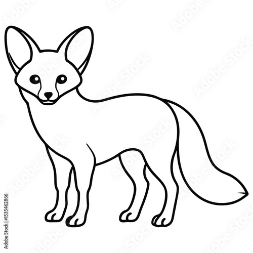 Outlined standing fox illustration for coloring books and educational children's projects
