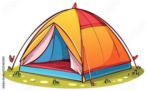 Colorful cartoon tent clipart, isolated 