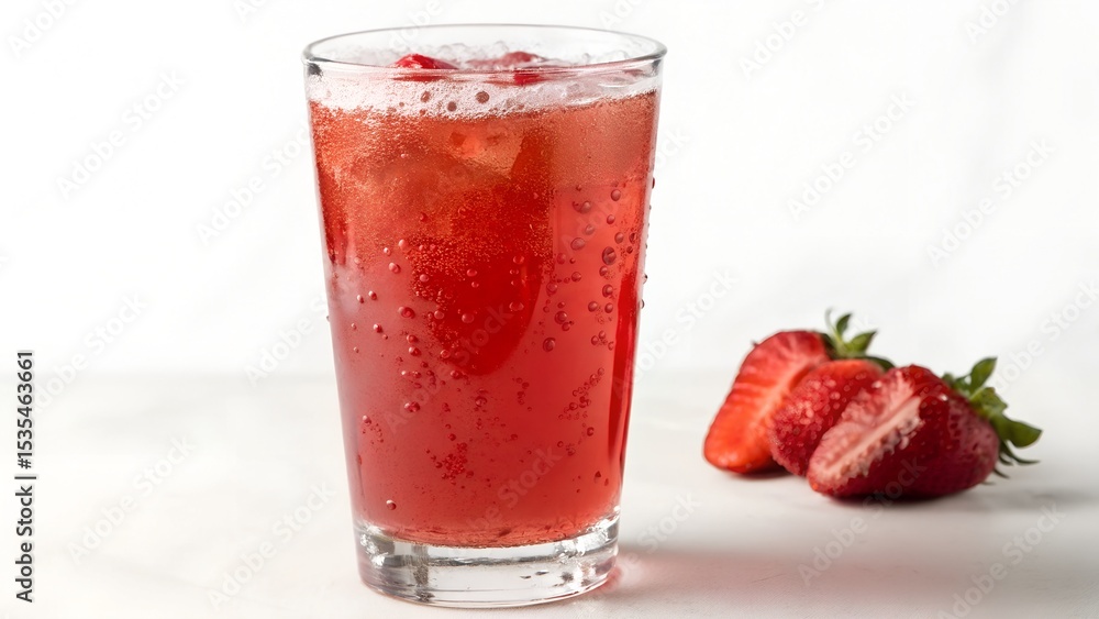 Fruit punch showing sipping line clean real view on white Fruit punch showing sipping line clean real view on white