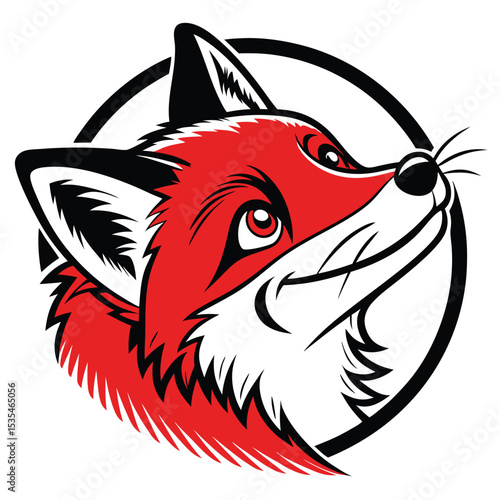 Vector illustration of a red fox head in a circle logo perfect for a brand