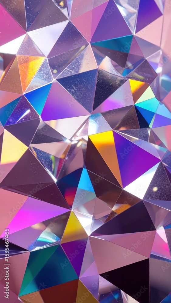 Obraz premium 「虹色に輝く幻想クリスタルアート｜光とプリズムが織りなす抽象の世界」