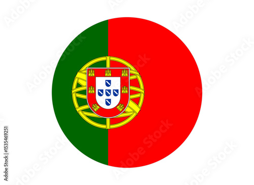 Portugal Flag Icon, Round Portuguese Emblem Vector Illustration