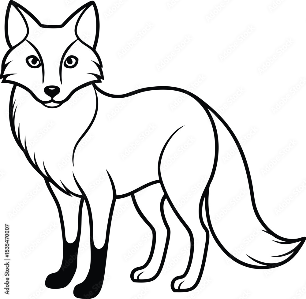 Obraz premium Fox black silhouette on white background 