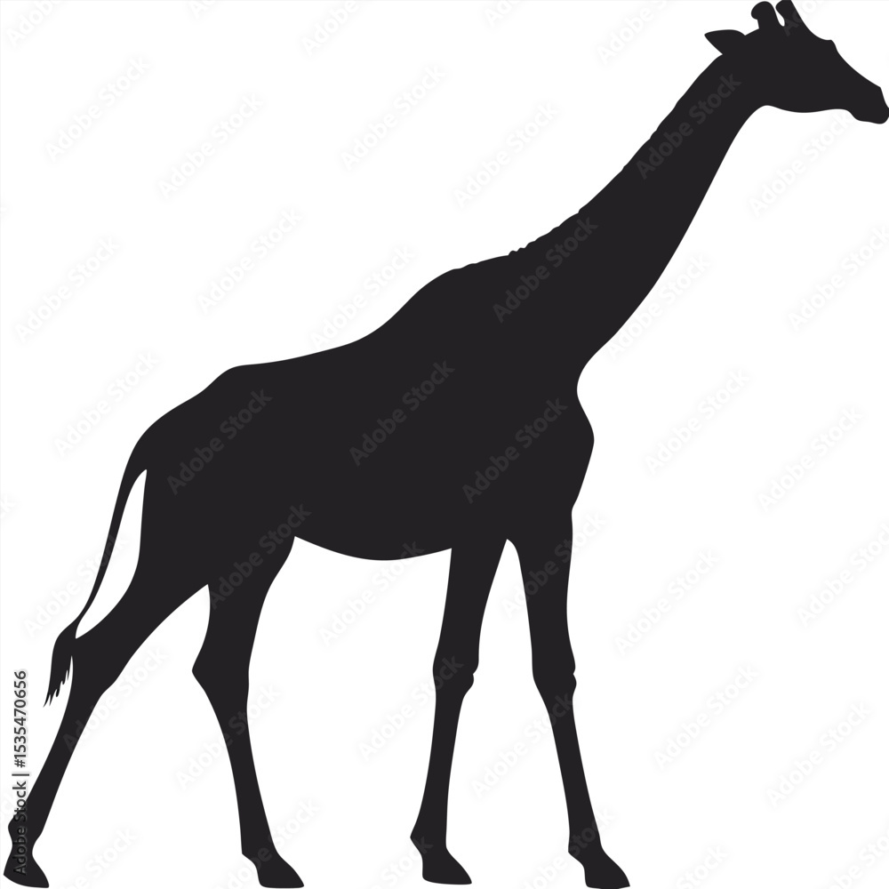 Fototapeta premium Giraffe Silhouette Isolated Vector Clipart for Creative Design