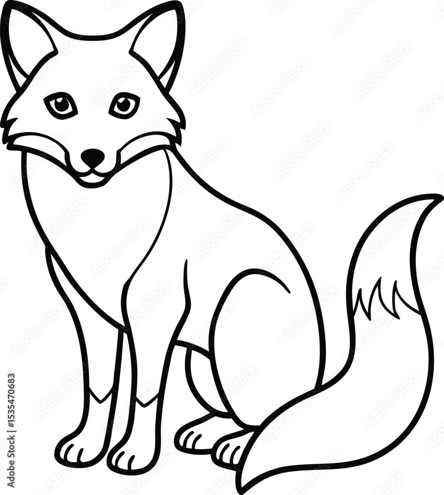 Obraz premium Fox black silhouette on white background