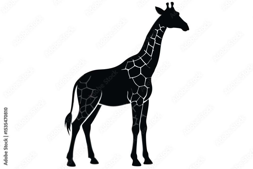 Fototapeta premium Giraffe silhouette vector icon clipart design