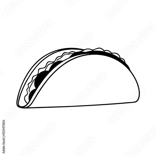 Minimalistic simple flat view of a black and white pictogram of a portion of a tacos.