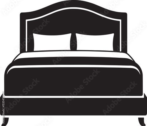 Black silhouette of a double bed with pillows