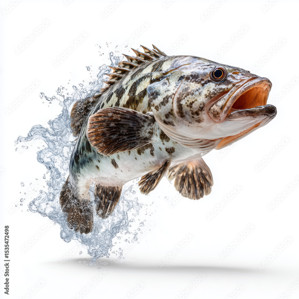 Fototapeta premium Majestic Fish Leaping Through Water , PNG isolated cut out image