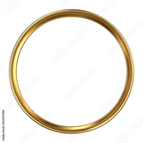 Golden Circular Picture Frame Design , PNG isolated cut out image