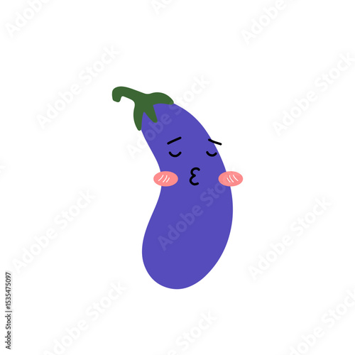 Happy eggplant emoticon cartoon design illustration. eggplant purple cartoon. expression face, emoticon