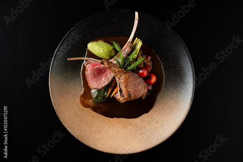 Wallpaper Mural Gourmet Lamb Chops with Roasted Vegetables and Creamy Sauce Torontodigital.ca