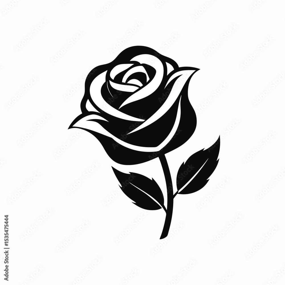 rose silhouette vector flower icon on white background in Adobe Illustrator Artwork rose silhouette vector flower icon on white background in Adobe Illustrator Artwork