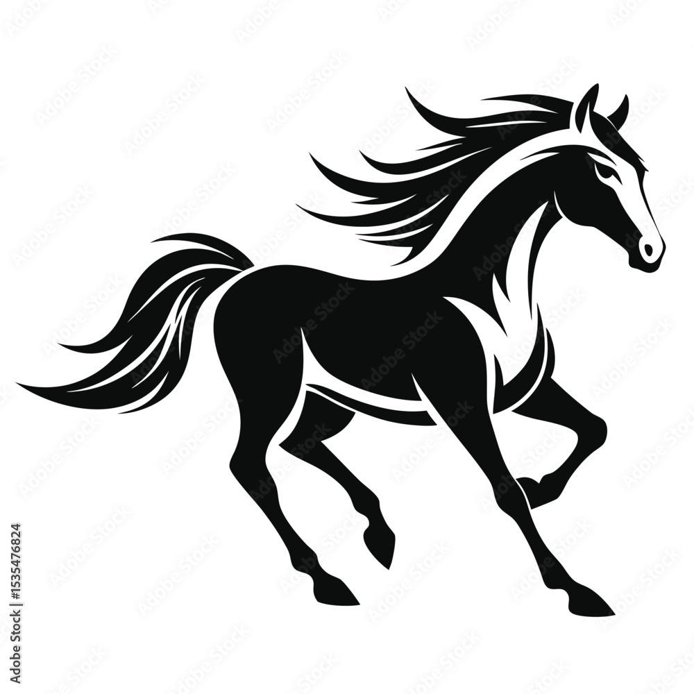 Fototapeta premium Elegant Black Horse Silhouette Running in Motion