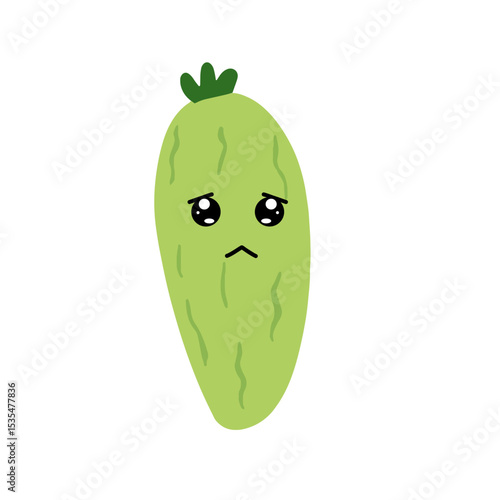 Adorable cute cucumber emoticon element stock design. baby cucumber variant face expression 