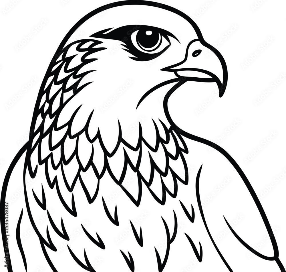 Obraz premium Hawk black silhouette on white background 