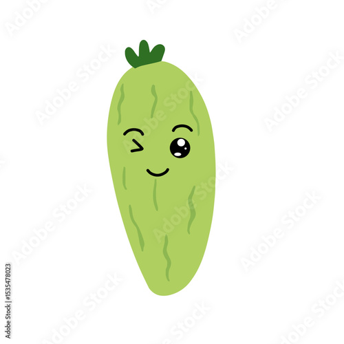 Adorable cute cucumber emoticon element stock design. baby cucumber variant face expression 
