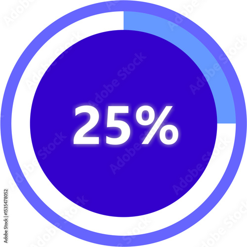Progress Indicator 25% Complete Circular Percentage Chart Graphic Design Element