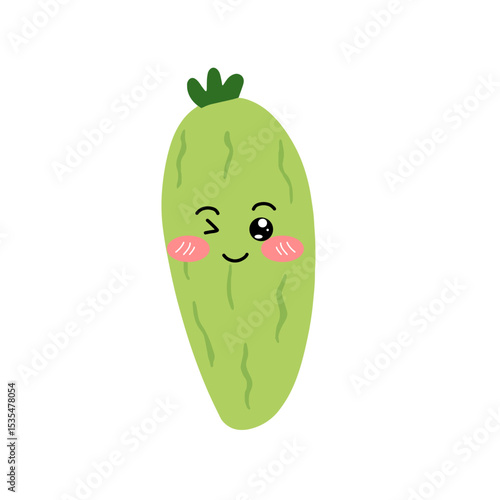 Adorable cute cucumber emoticon element stock design. baby cucumber variant face expression 
