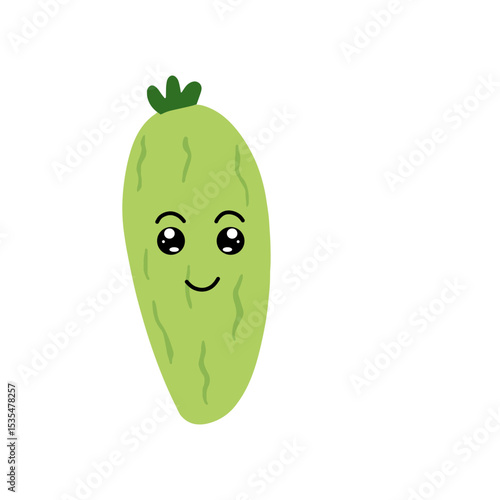 Adorable cute cucumber emoticon element stock design. baby cucumber variant face expression 