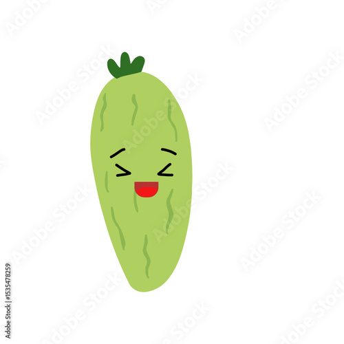 Adorable cute cucumber emoticon element stock design. baby cucumber variant face expression 