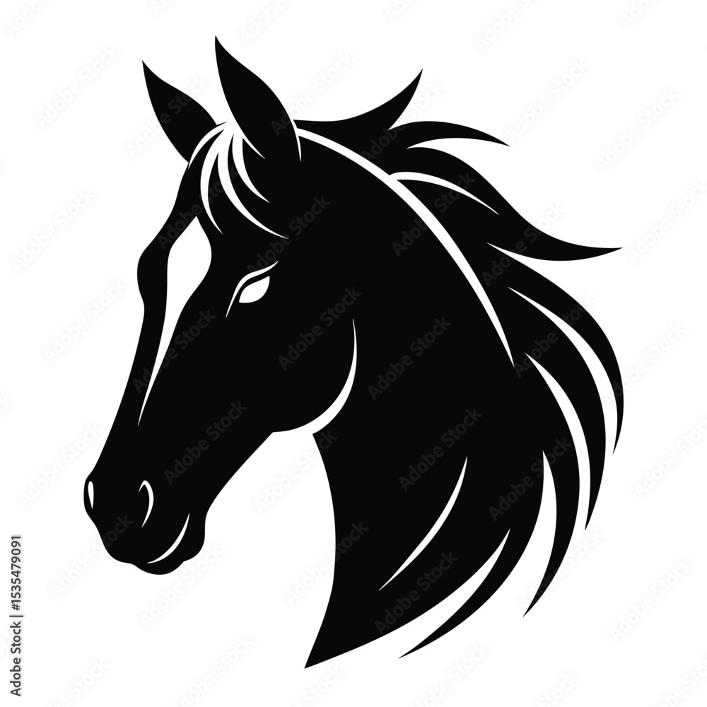 Fototapeta premium Horse Head Silhouette Vector Clipart for Design