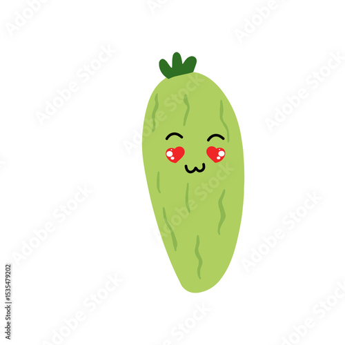 Adorable cute cucumber emoticon element stock design. baby cucumber variant face expression 