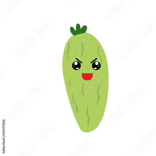 Adorable cute cucumber emoticon element stock design. baby cucumber variant face expression 