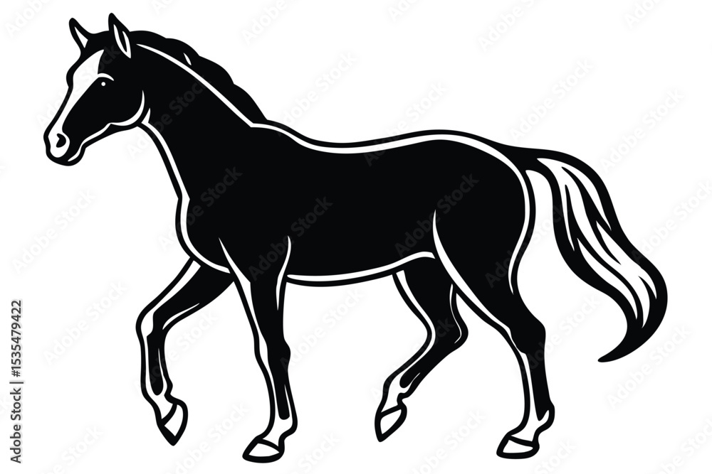 Obraz premium Elegant black horse silhouette illustration representing power grace and movement in vector format