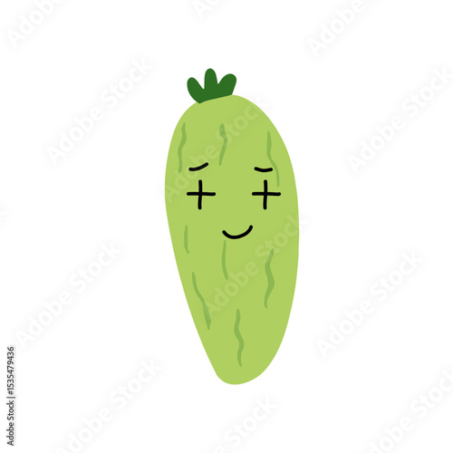 Adorable cute cucumber emoticon element stock design. baby cucumber variant face expression 