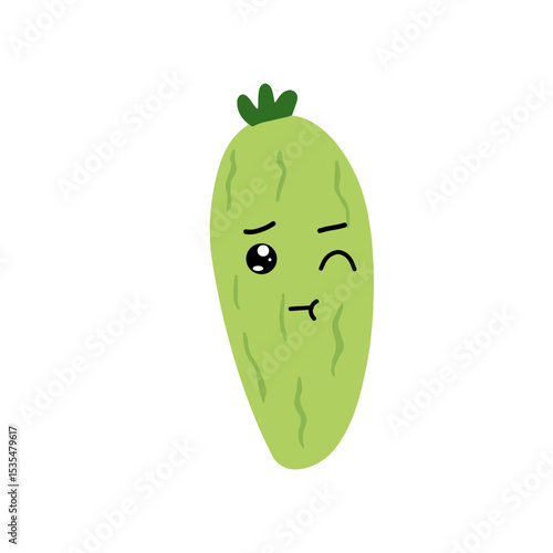 Adorable cute cucumber emoticon element stock design. baby cucumber variant face expression 