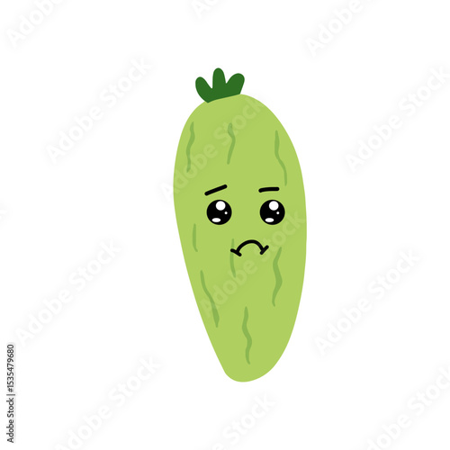 Adorable cute cucumber emoticon element stock design. baby cucumber variant face expression 