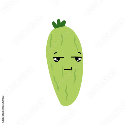 Adorable cute cucumber emoticon element stock design. baby cucumber variant face expression 