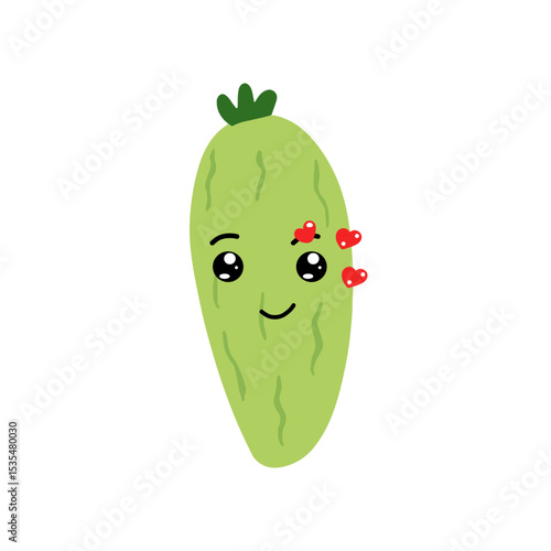 Adorable cute cucumber emoticon element stock design. baby cucumber variant face expression 