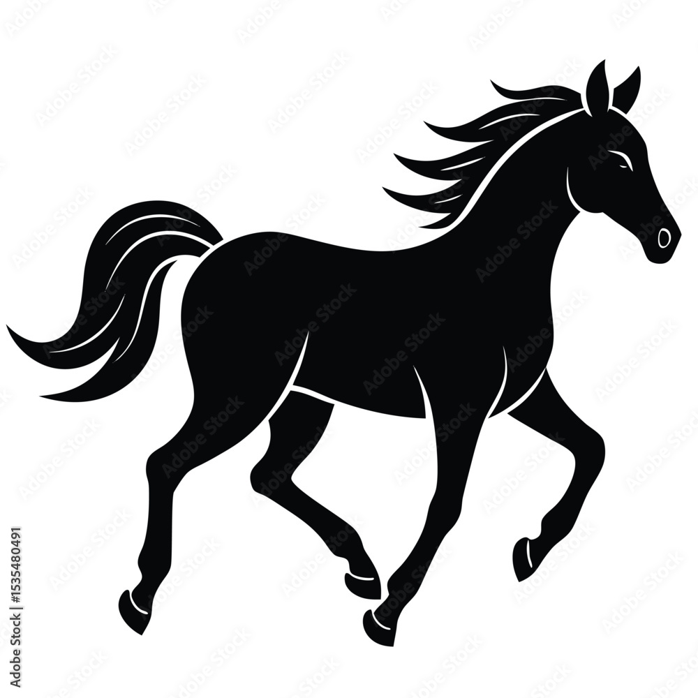 Fototapeta premium Elegant Black Horse Silhouette Running in Motion