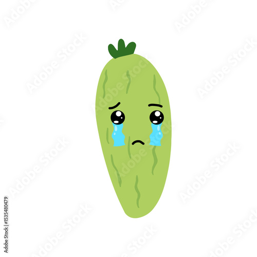Adorable cute cucumber emoticon element stock design. baby cucumber variant face expression 