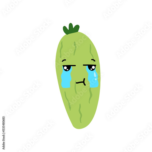 Adorable cute cucumber emoticon element stock design. baby cucumber variant face expression 