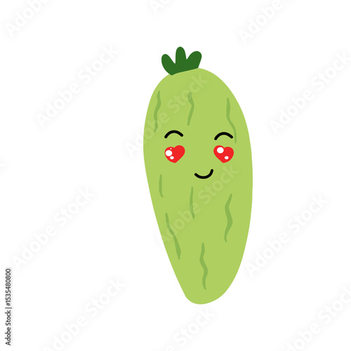 Adorable cute cucumber emoticon element stock design. baby cucumber variant face expression 